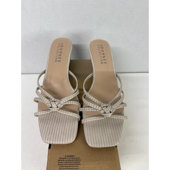 Journee Collection Womens Blayke Beige Strappy Square Toe Wedge Sandals Sz 8.5M - Picture 5 of 6